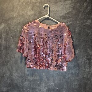 Juniors Size S Pink Sequin Top